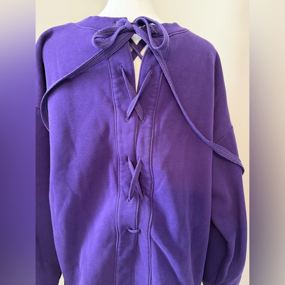 Fabletics Women's Size L Purple Nina Lace-Back Pullover Activewear Sweatshirt - Picture 8 of 9